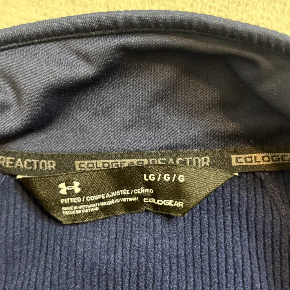 Under Armour ColdGear Reactor Mens Large Navy Blue 1/4 Zip Fitted Pullover Top